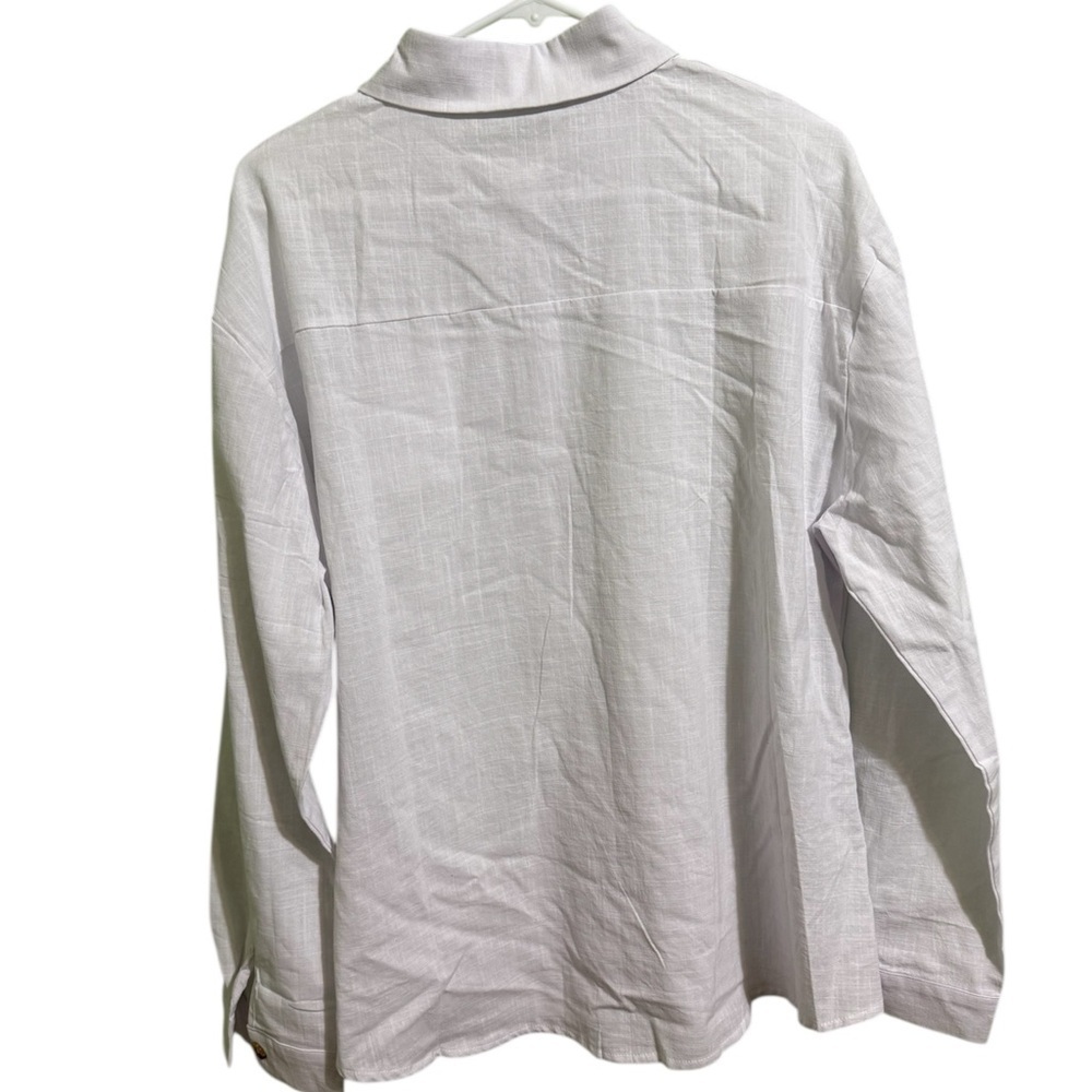 ZAAYO Women's White Cotton Button Down Shirt Long Sleeve Size XL NWT - Picture 2 of 6